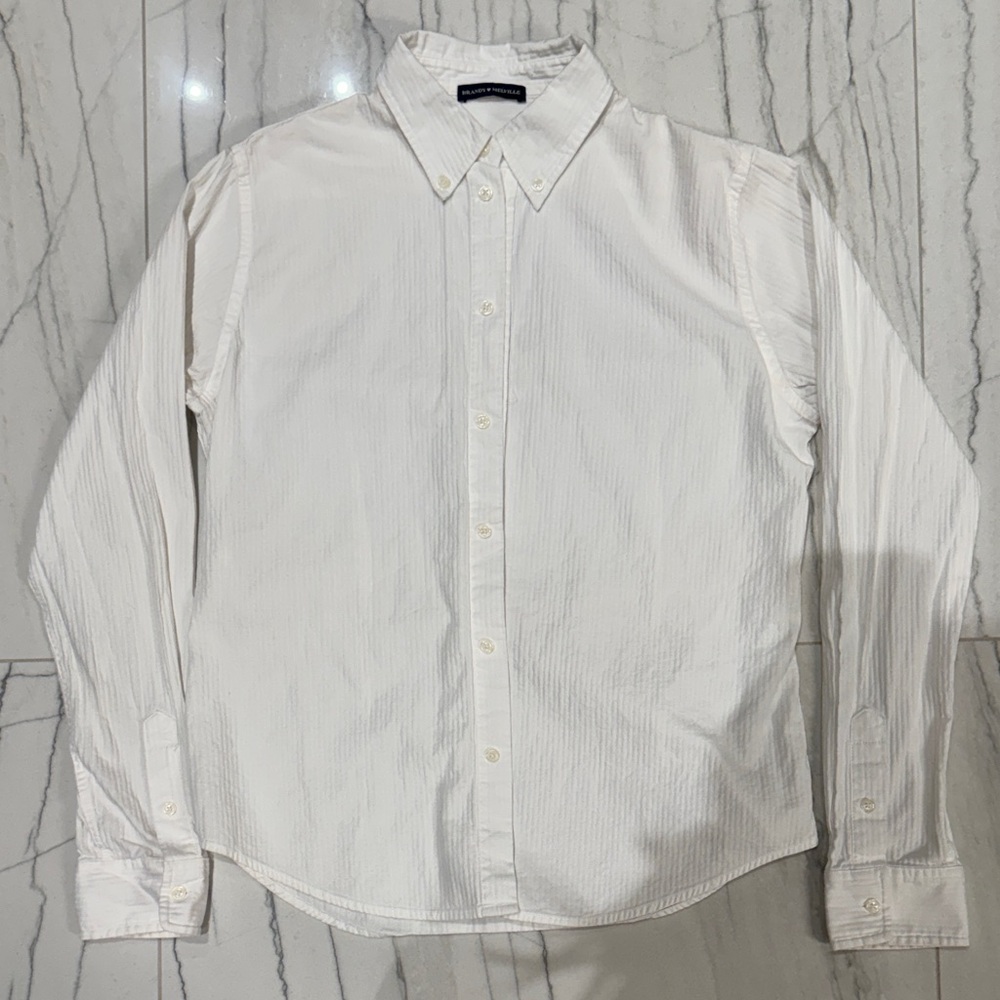 Brandy Melville Classic White Striped Button Up Cotton Blouse